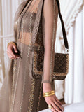 Hussain Rehar Basic Not Basic 3 Organza Embellished Stitched 4-Piece Suit-Leaden