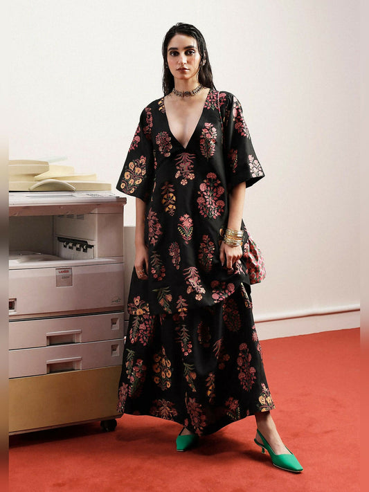 Black Hussain Rehar Pay Day Volume - ||| Raw Silk Printed Stitched 2-Peice Suit-Safene