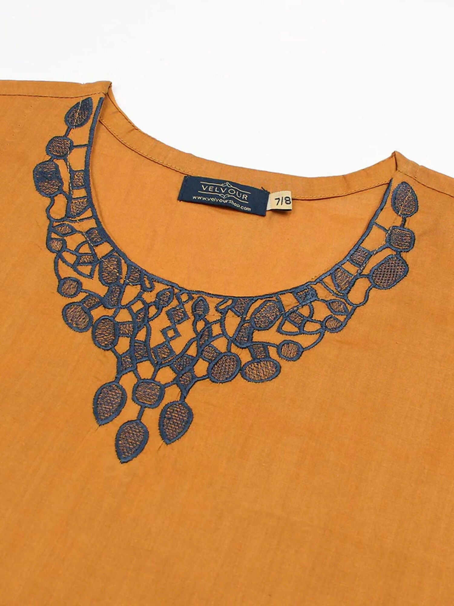 Velvour Girls Cotton Embroidered Co-Ord Set-VG173-A