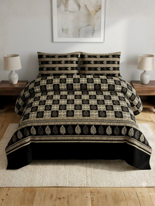 Diamond Dynasty Printed 3-Piece King Bedsheet Set-1104