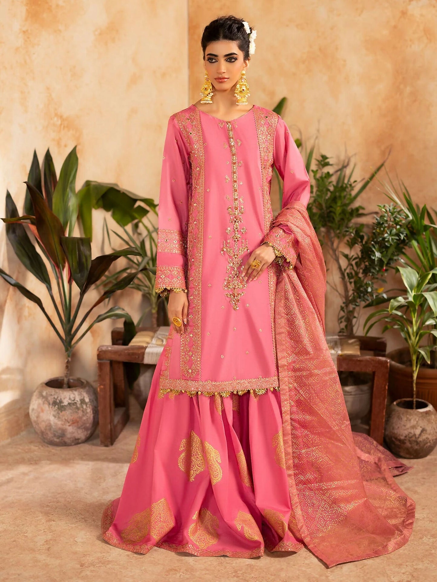 Shurooq Kanpur 1912 Silk Embellished Stitched 3-Piece Suit-Shahkaar