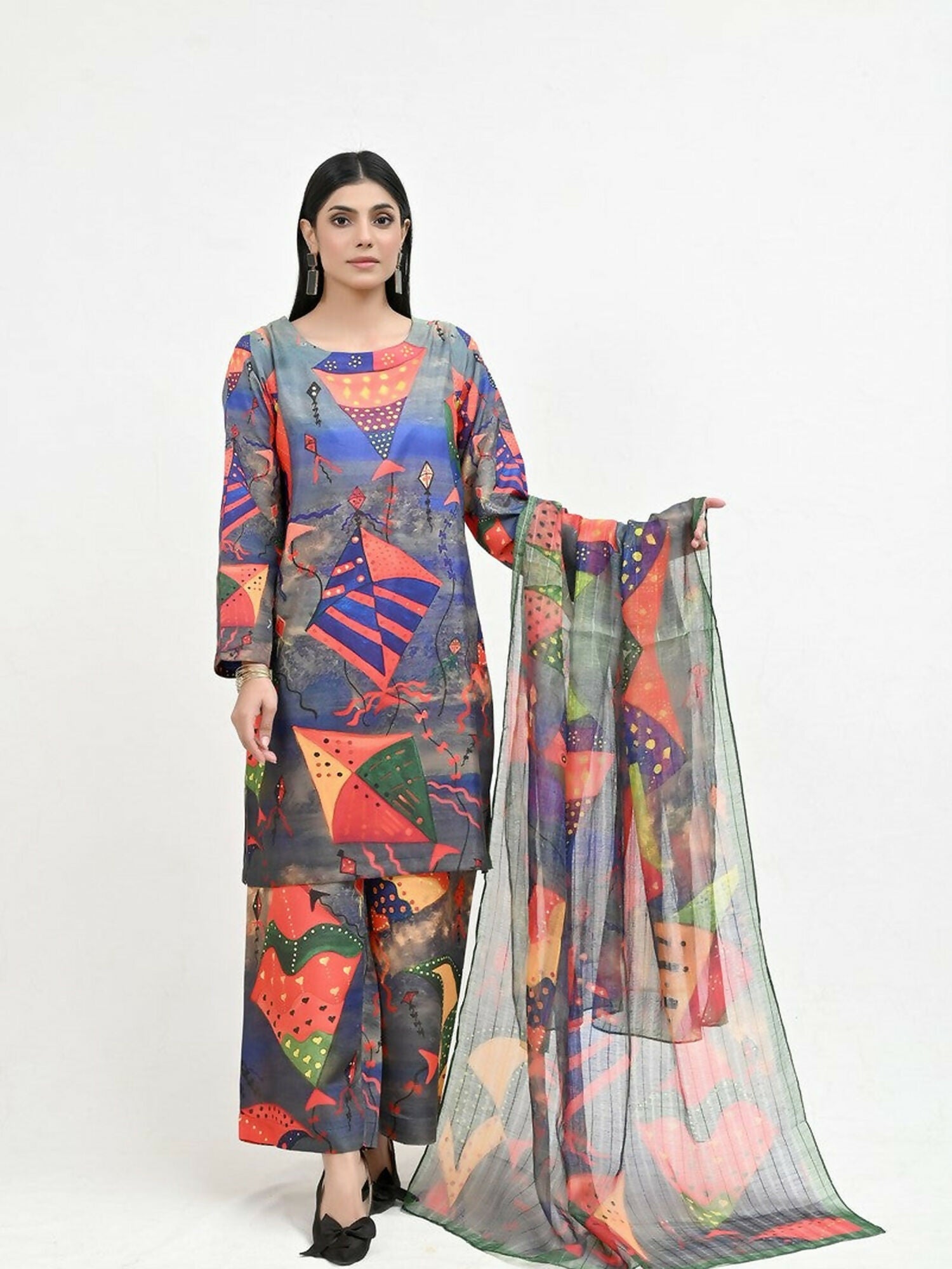 Imran Aftab Basant Mela Raw Silk Printed Stitched 3-Piece Suit-IARP 05