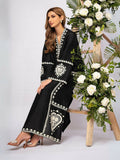 Tehzeeb Libas Lawn Embroidered Stitched 2-Piece Suit-BLACK SPARKLE