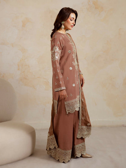 Allure By IH Luxury Pret Raw Silk Embellished Stitched 3-Piece Suit-Naghma