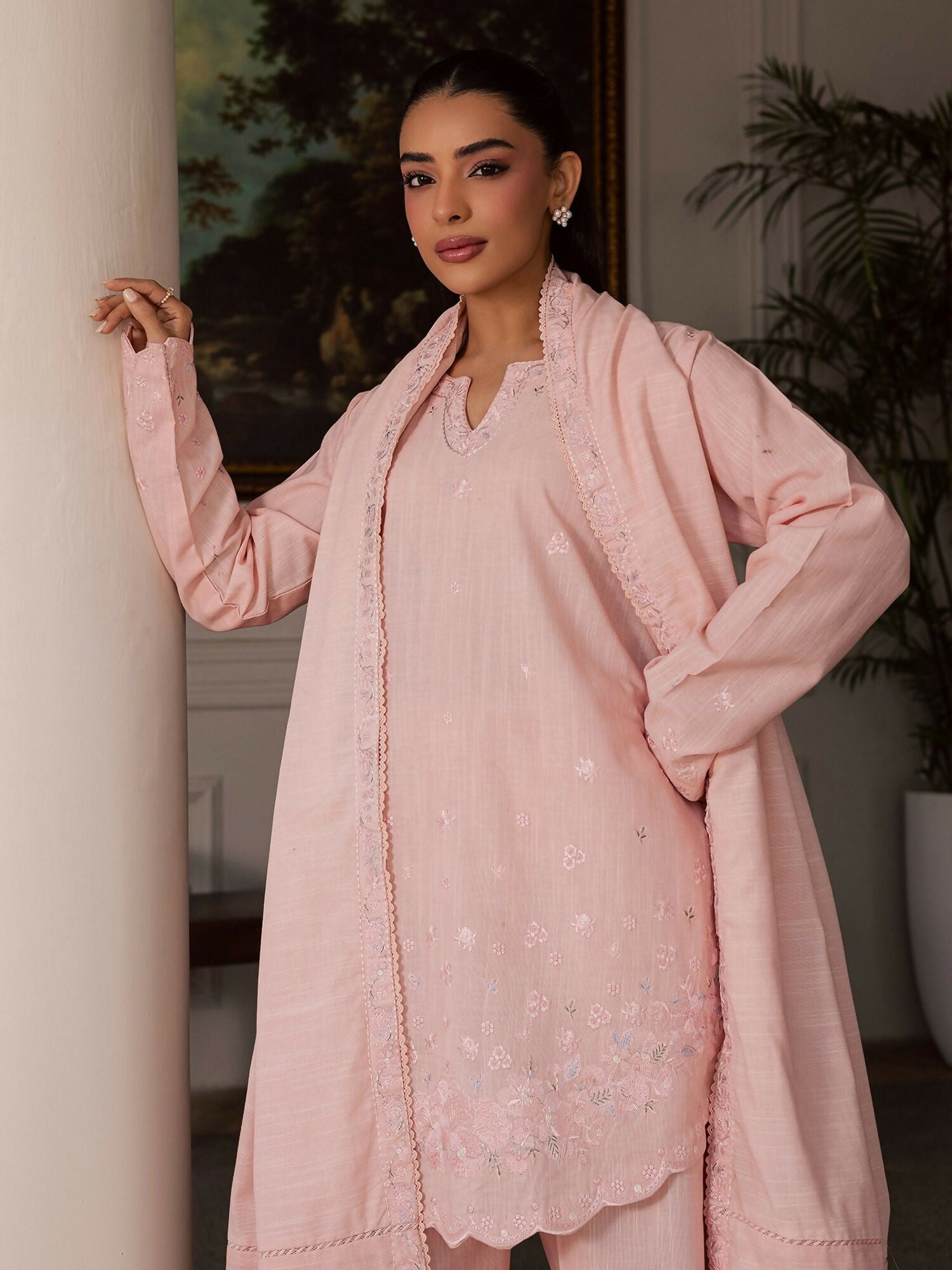 Mannat Clothing Laila Winter Pret '25 Karandi Embroidered Stitched Suit-Mina