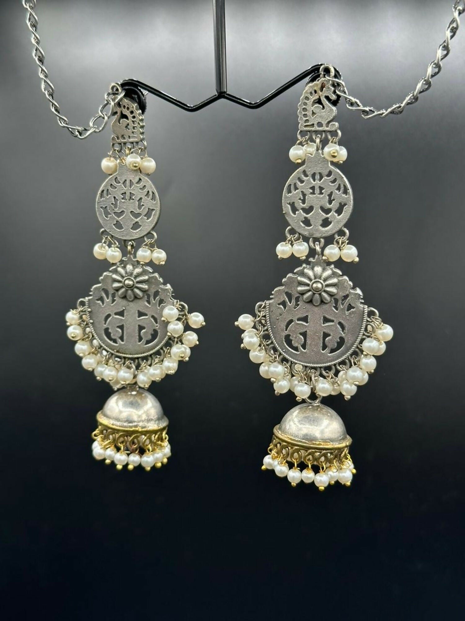 H&A Jewellery Handmade Brass Oxidized Jhumka With Sahara