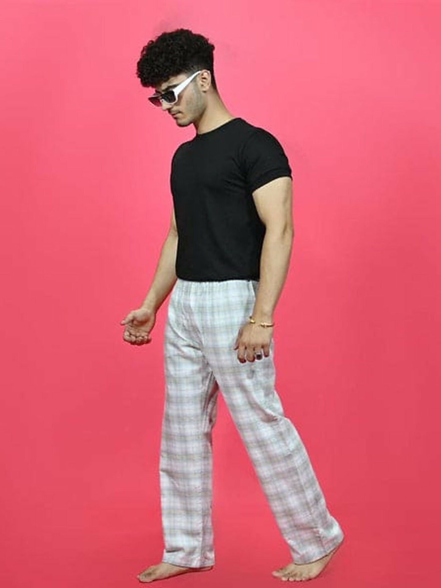 Funky's Printed Checked Loungewear Trouser-14629