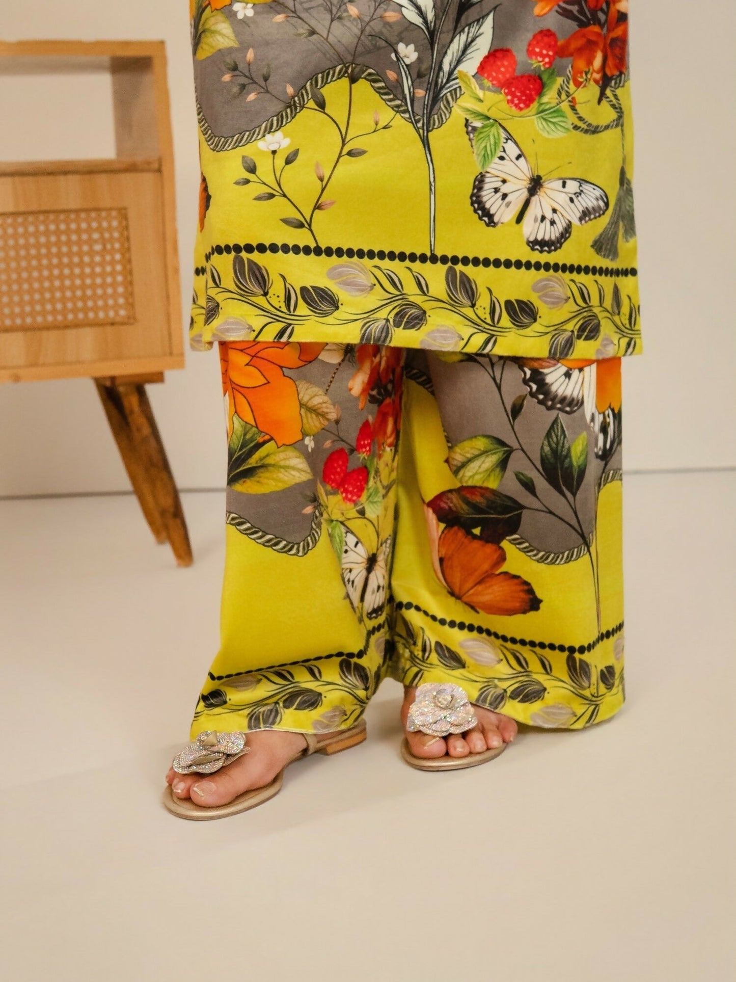 Stylish Collection Velvet Vogue Printed Co-Ord Set-Butterfly Bold