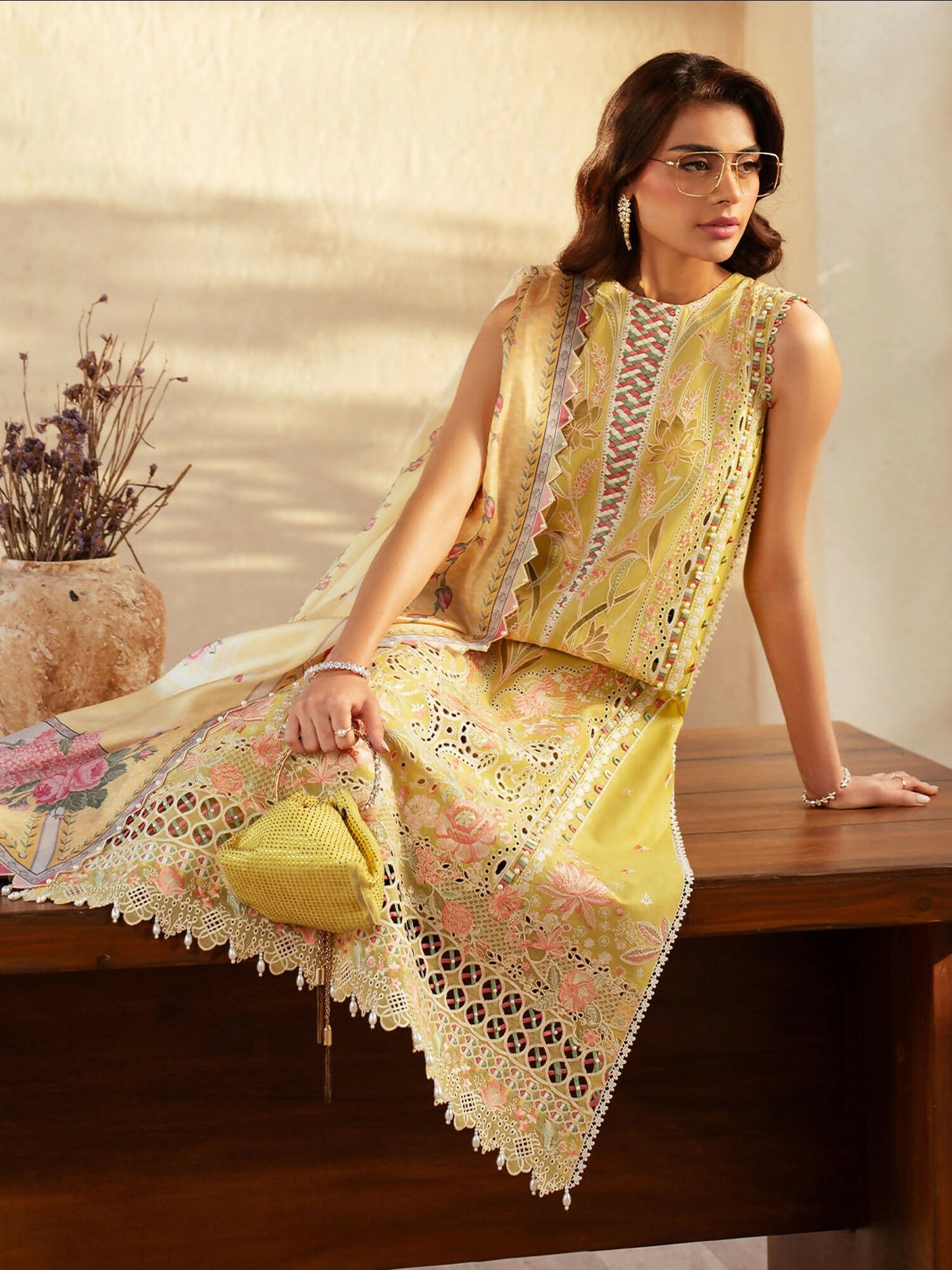 Binilyas Mehroze Lawn Embroidered Stitched 3-Piece Suit-97-B