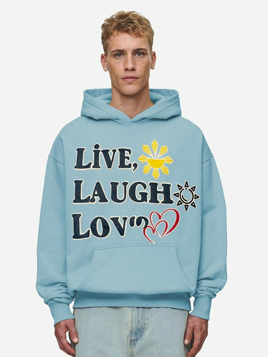 Jupiter Heavy GSM Live & Laugh Puff Printed Oversized Hoodie-14832