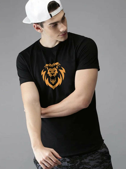 Black ,Grey Red Green, Yellow , Blue, Maroon Jupiter Printed Golden Roar Tee-Shirt-12358