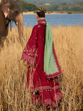 Hussain Rehar Lawn'25 Lawn Embroidered Unstitched 3-Piece Suit-Mahogany