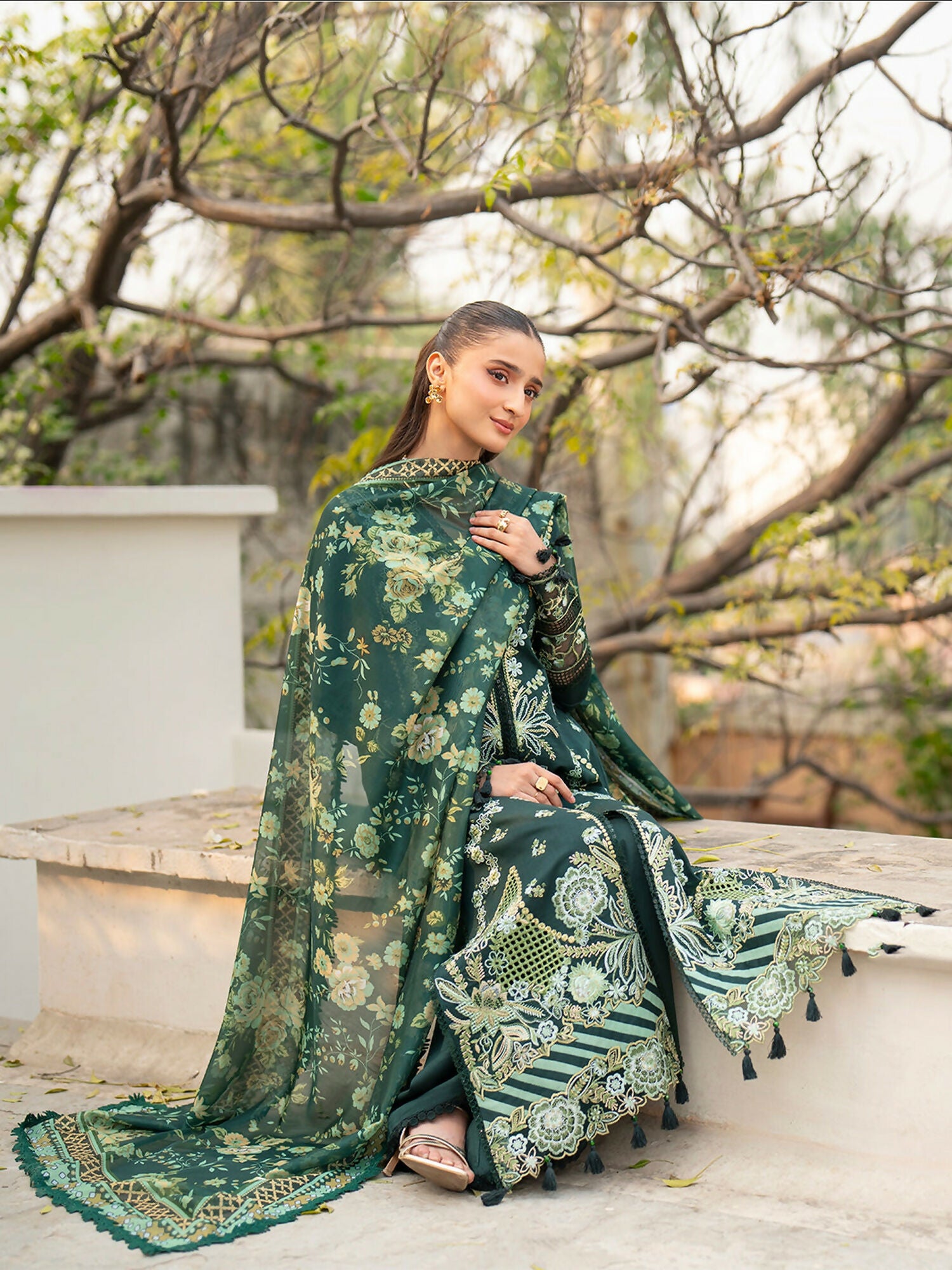 Mahnur Angan Lawn'26 Embroidered Stitched 3-Piece Suit-AN-010