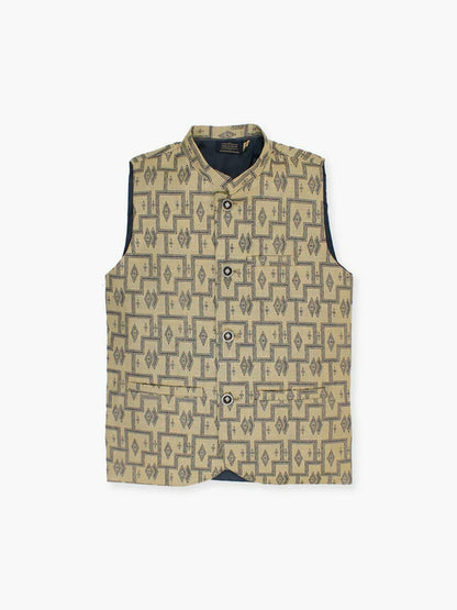 Velvour Boys Jacquard Printed Waistcoat-VW06-C