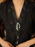 HU Studios Blackout Collection Lawn Embroidered Stitched 2-Piece Suit-Desert-Noir