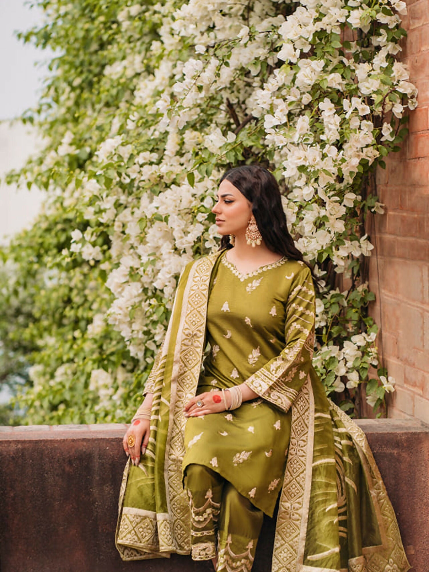 Panache Apparel Chambray Katan Embroidered Stitched Suit-Sumbul