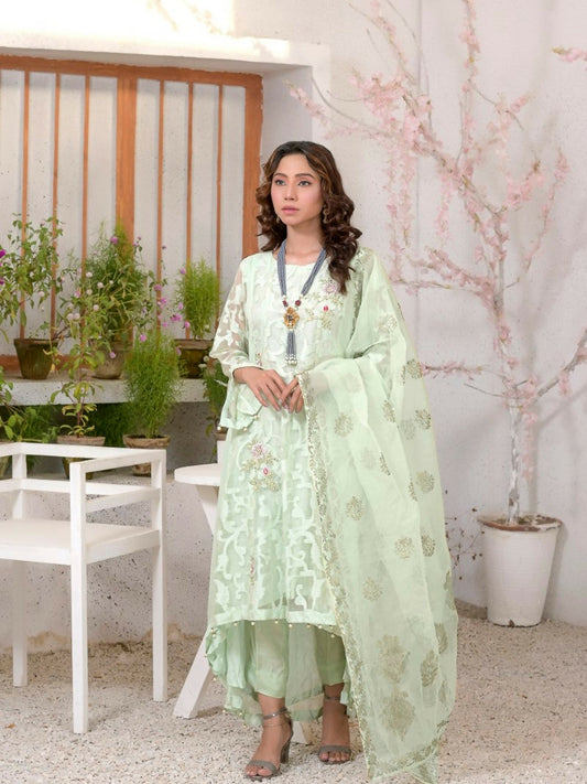 Ruby's Couture Ashiyana Chiffon Embroidered Stitched 3-Piece Suit-Zohra Jabeen