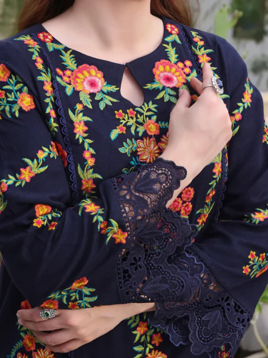 Tawakal Closet Peach Wool Embroidered Stitched 3-Piece Suit-Peach Wool