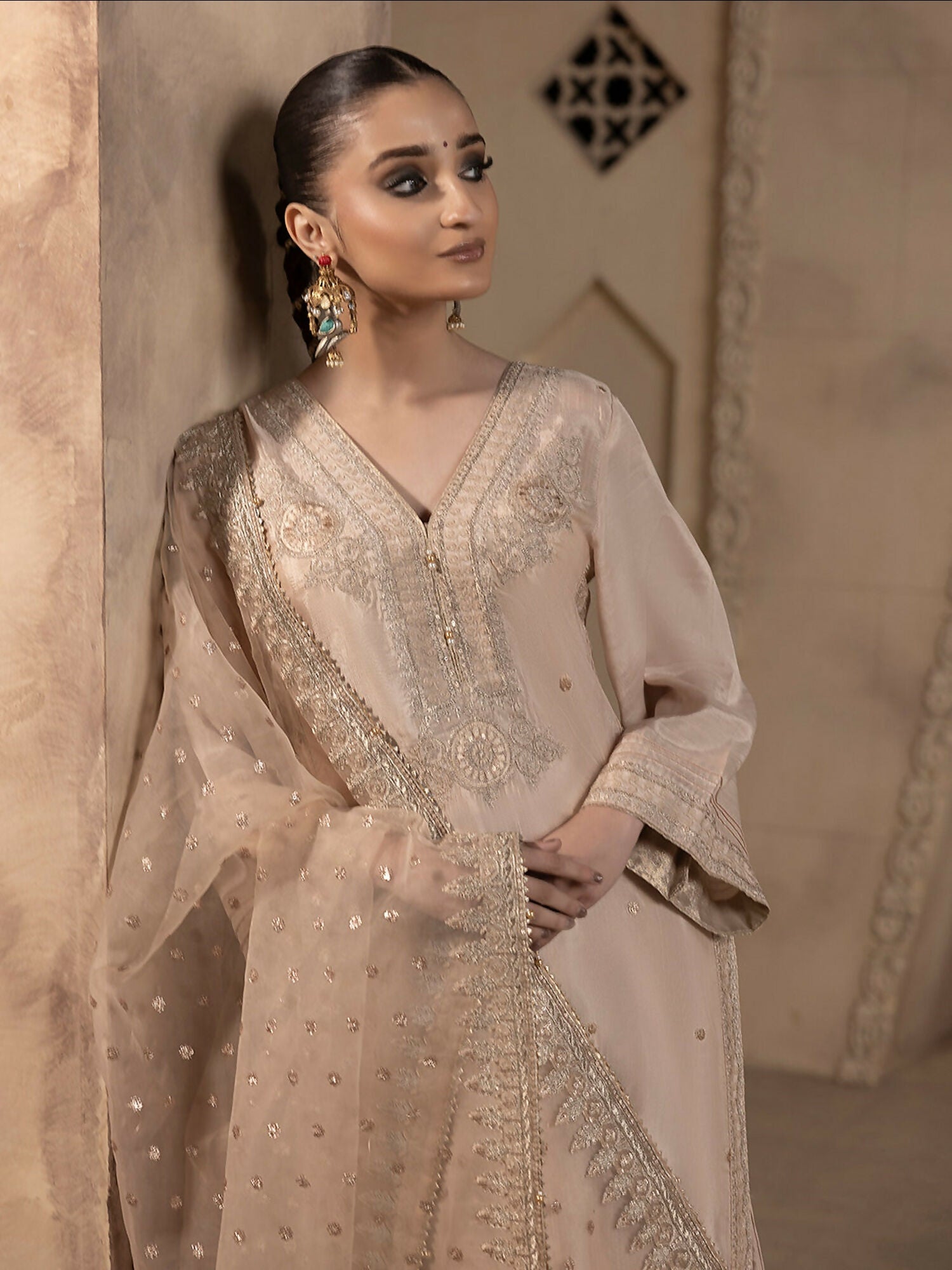 Hemstitch Raw Silk Embroidered Stitched 3-Piece Suit-Janan