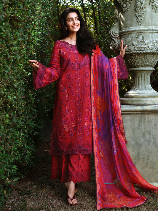 Mushq A Moi Luxury Lawn Embroidered Unstitched 3-Piece Suit-Falling Petals