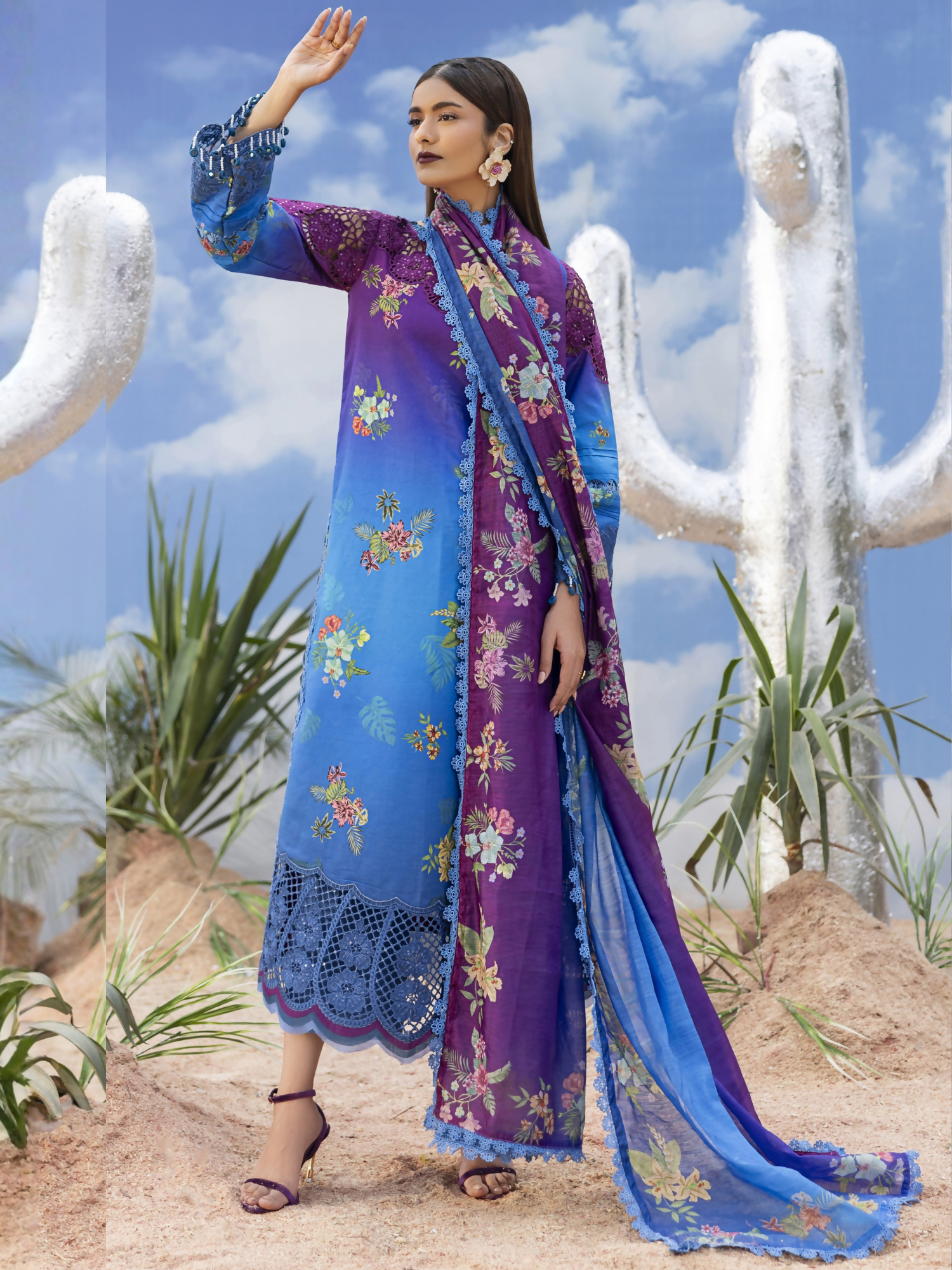 Parishay Ivy Bloom'26 Lawn Embroidered Unstitched 3-Piece Suit-IB-06