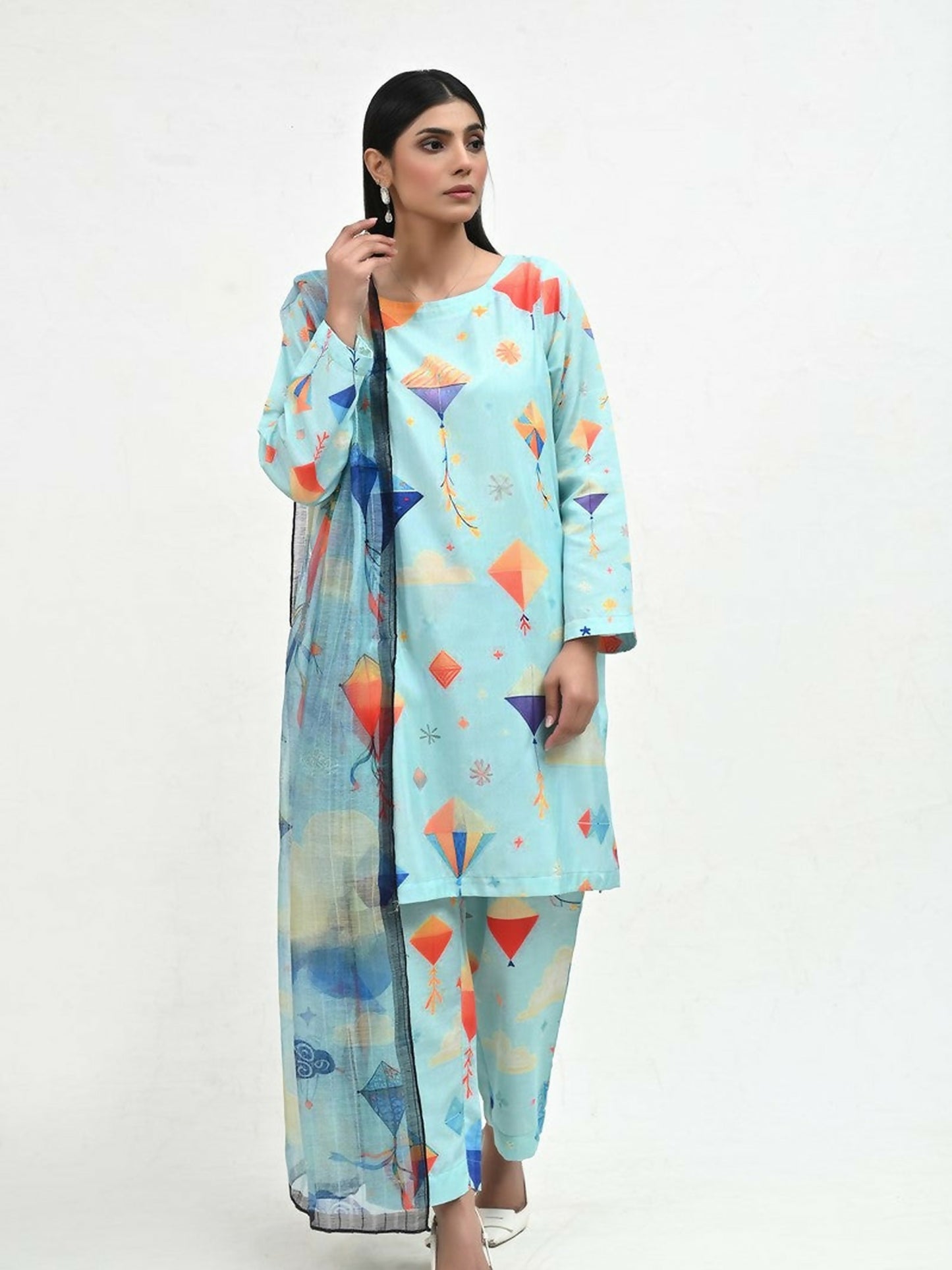 Imran Aftab Basant Mela Raw Silk Printed Stitched 3-Piece Suit-IARP 01