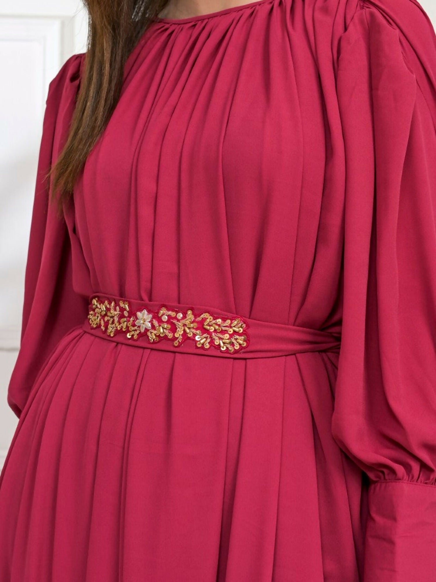 Ruby's Couture Basic Element'25 Georgette Dress Set-Melon