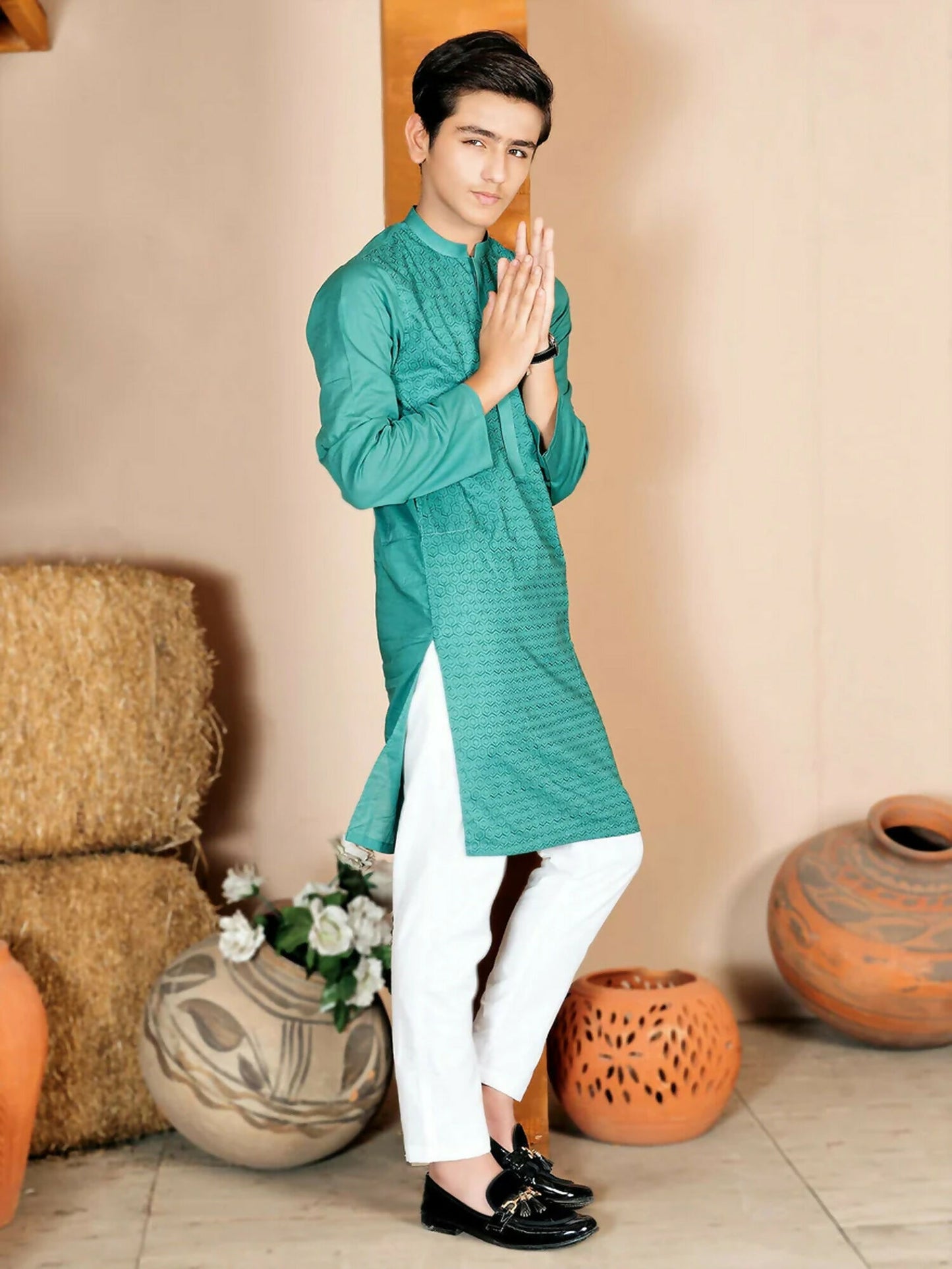Velvour Boys Cotton Embroidered Stitched Kurta-VB157