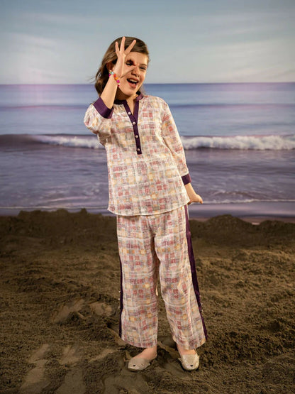 Velvour Girls Printed Co-ord Set-VG167-B