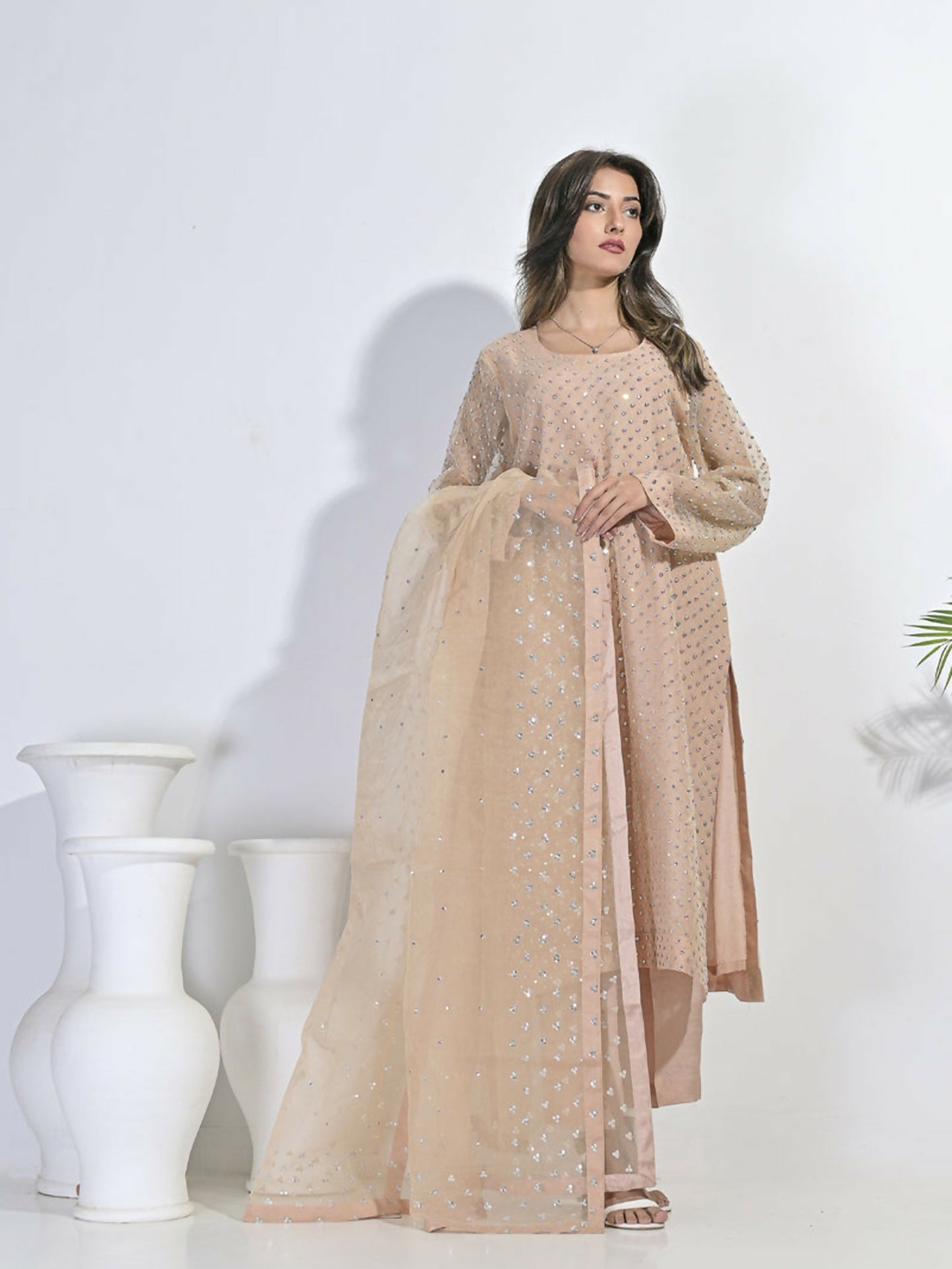 Ruby's Couture Festive Fall'25 Organza Embellished Stitched 3-Piece Suit-Falisha