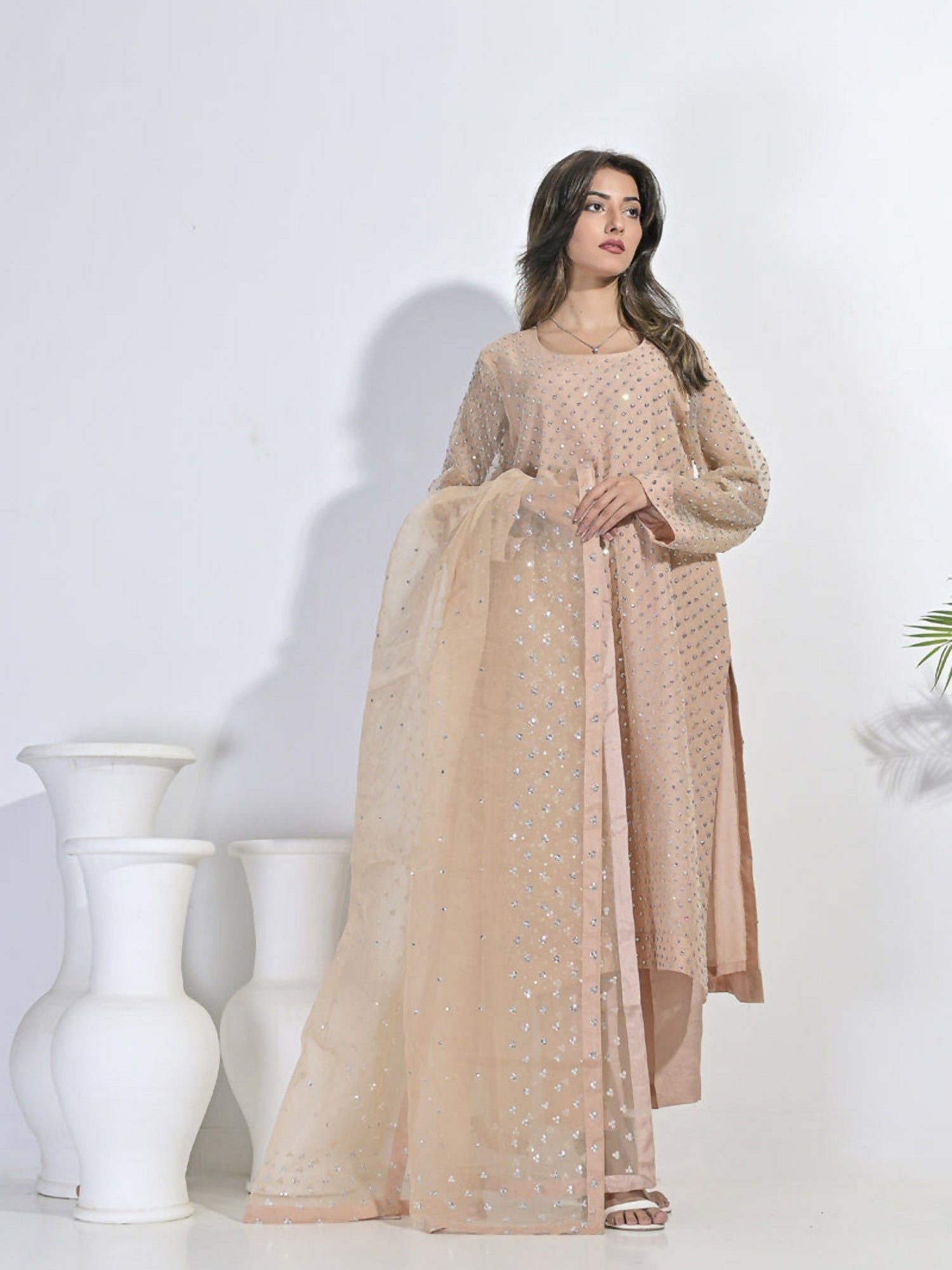 Ruby's Couture Festive Fall'25 Organza Embellished Stitched 3-Piece Suit-Falisha