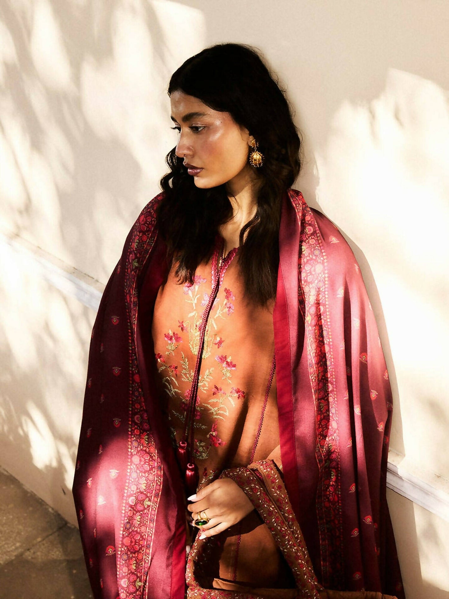 Jugnu by Hussain Rehar Khaddar Embroidered Unstitched 3-Piece Suit-Hazel