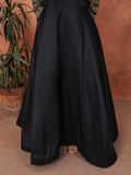 Stylish Collection Majeste Silk Embroidered Maxi-Zuri Black