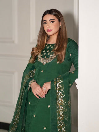 Allure By IH Luxury Pret Raw Silk Embellished Stitched 3 Piece Suit Shahay