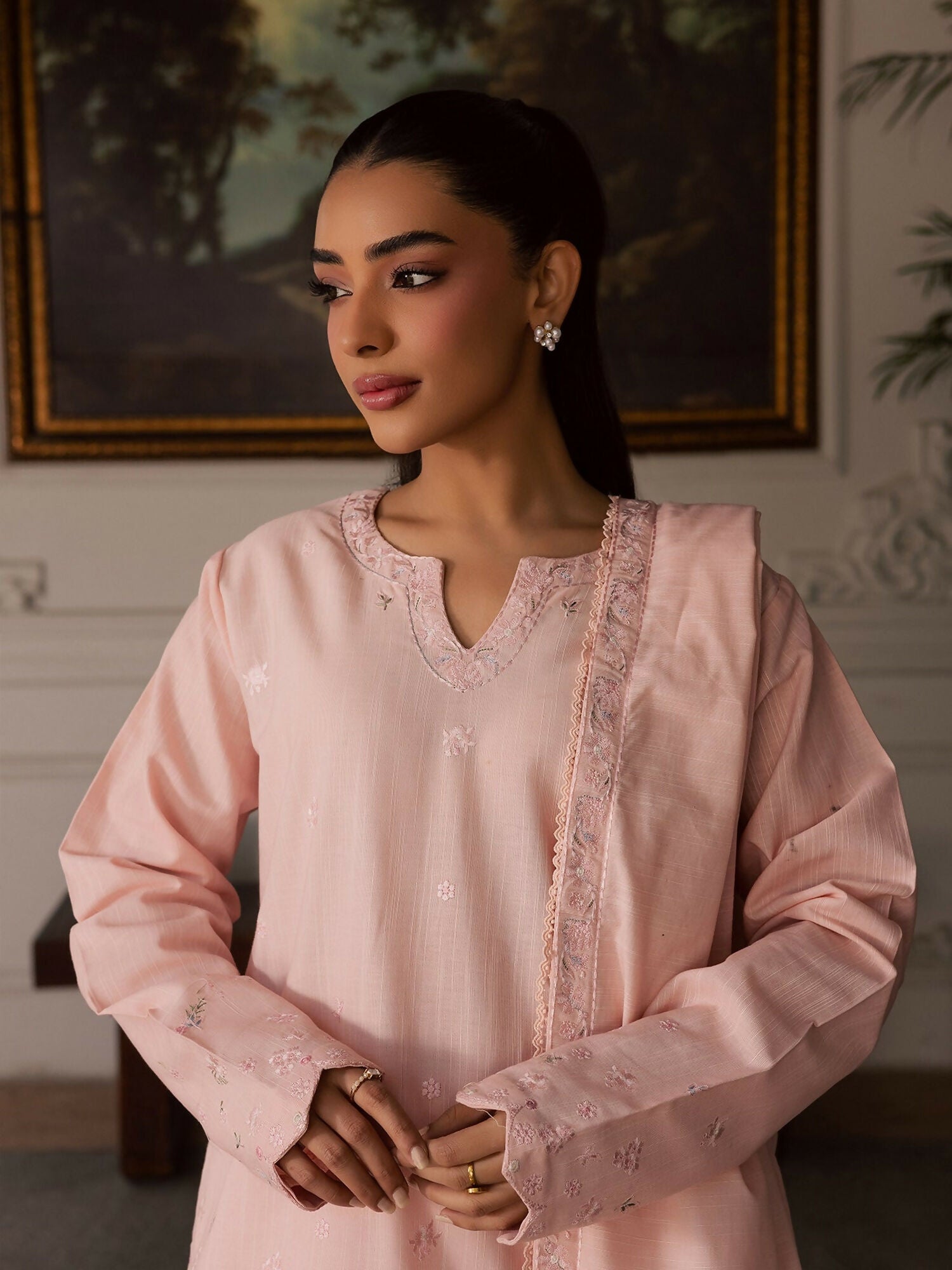 Mannat Clothing Laila Winter Pret '25 Karandi Embroidered Stitched Suit-Mina