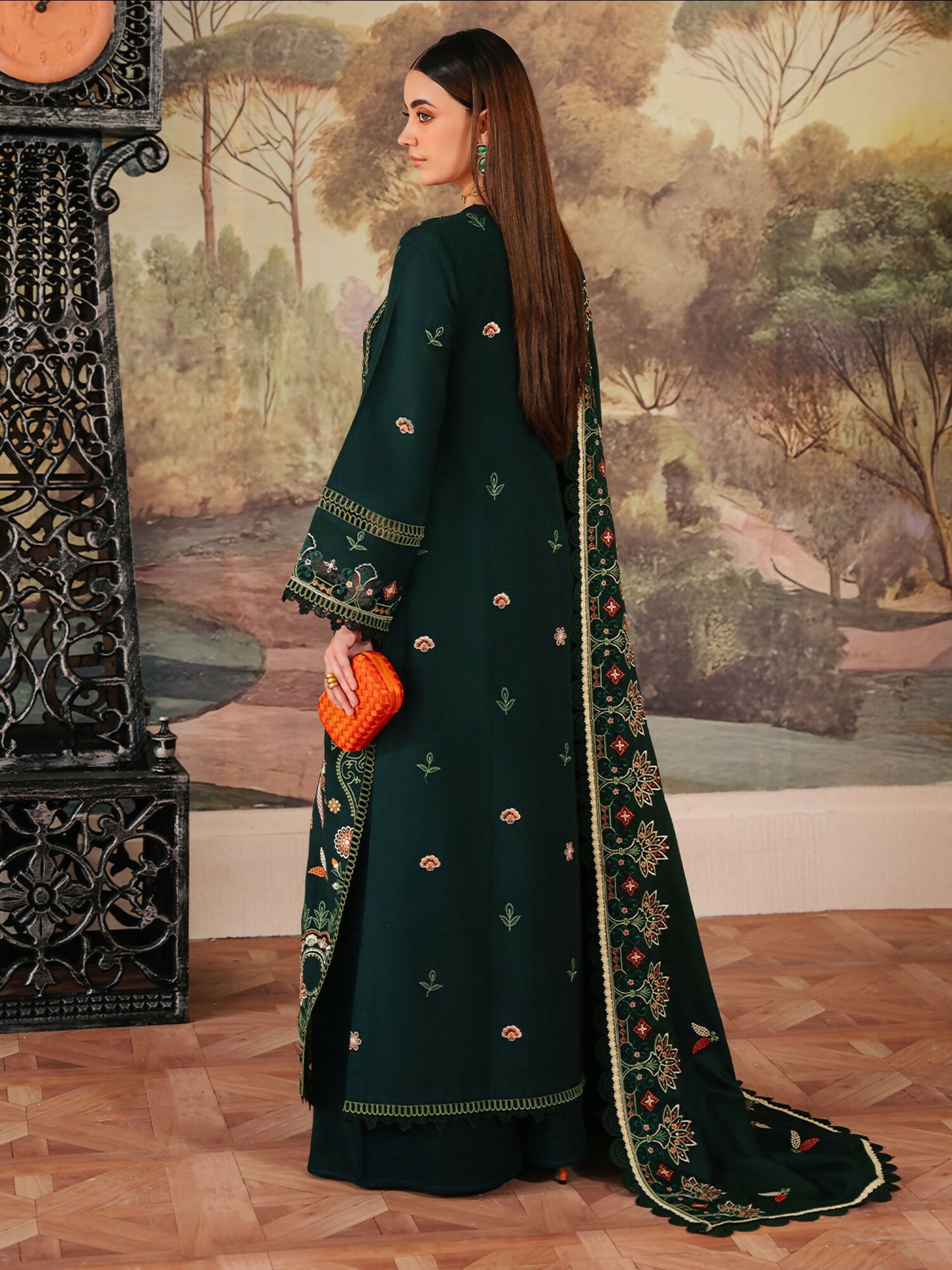 Mahnur Secret Garden Karandi Embroidered Stitched 3-Piece Suit–SG-007