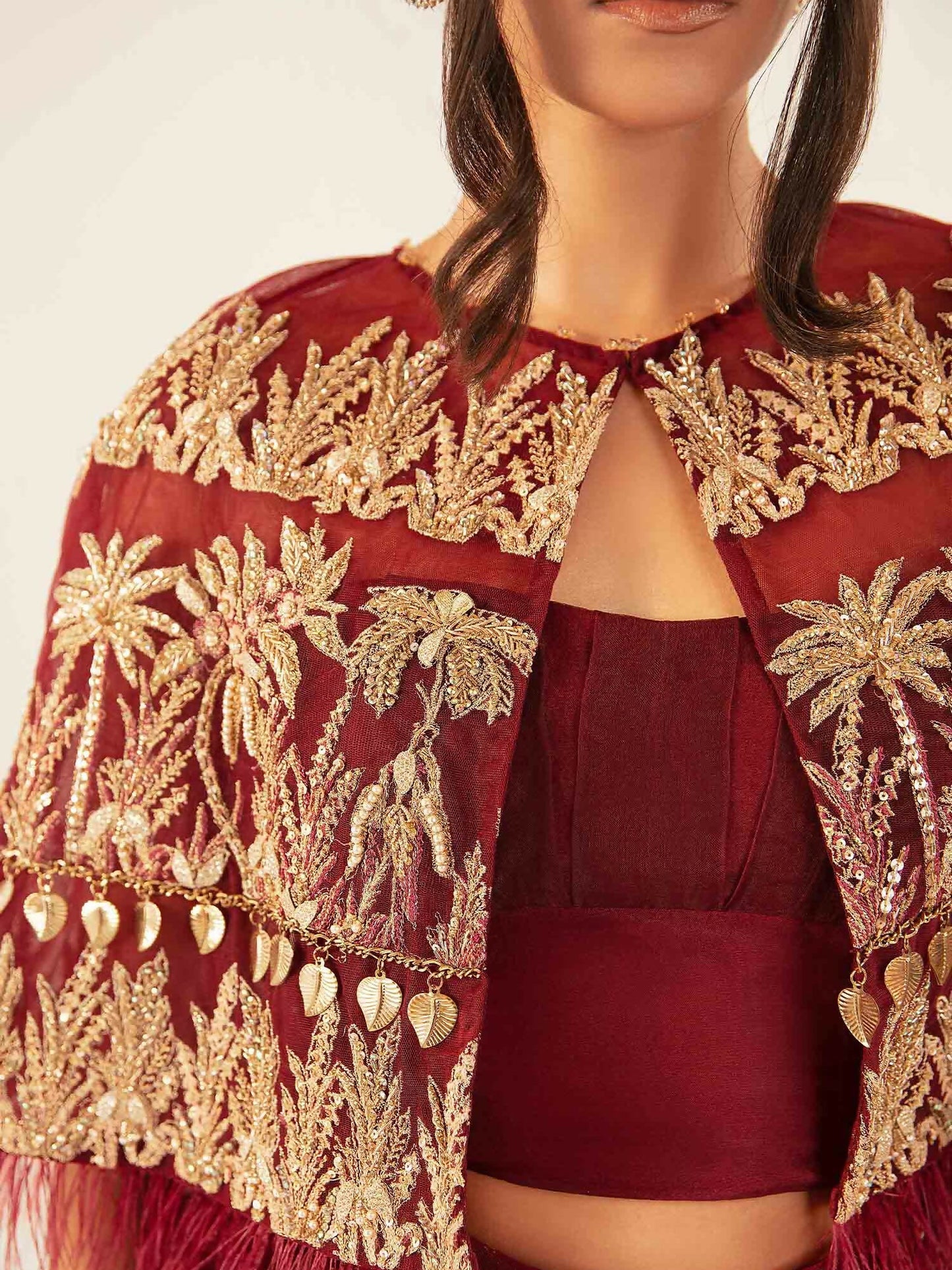 Shiza Hassan Aurora Formals Net Embellished Saree-Magma