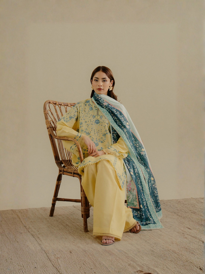 COCO by Zara Shahjahan Lawn'25 Embroidered Unstitched-3-Piece Suit-Velin-7B