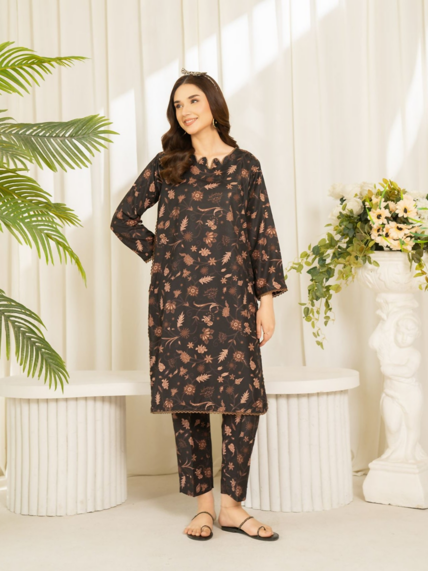 Panache Apparel Sunlit Essentials Cambric Printed Co-Ord Set-Bare