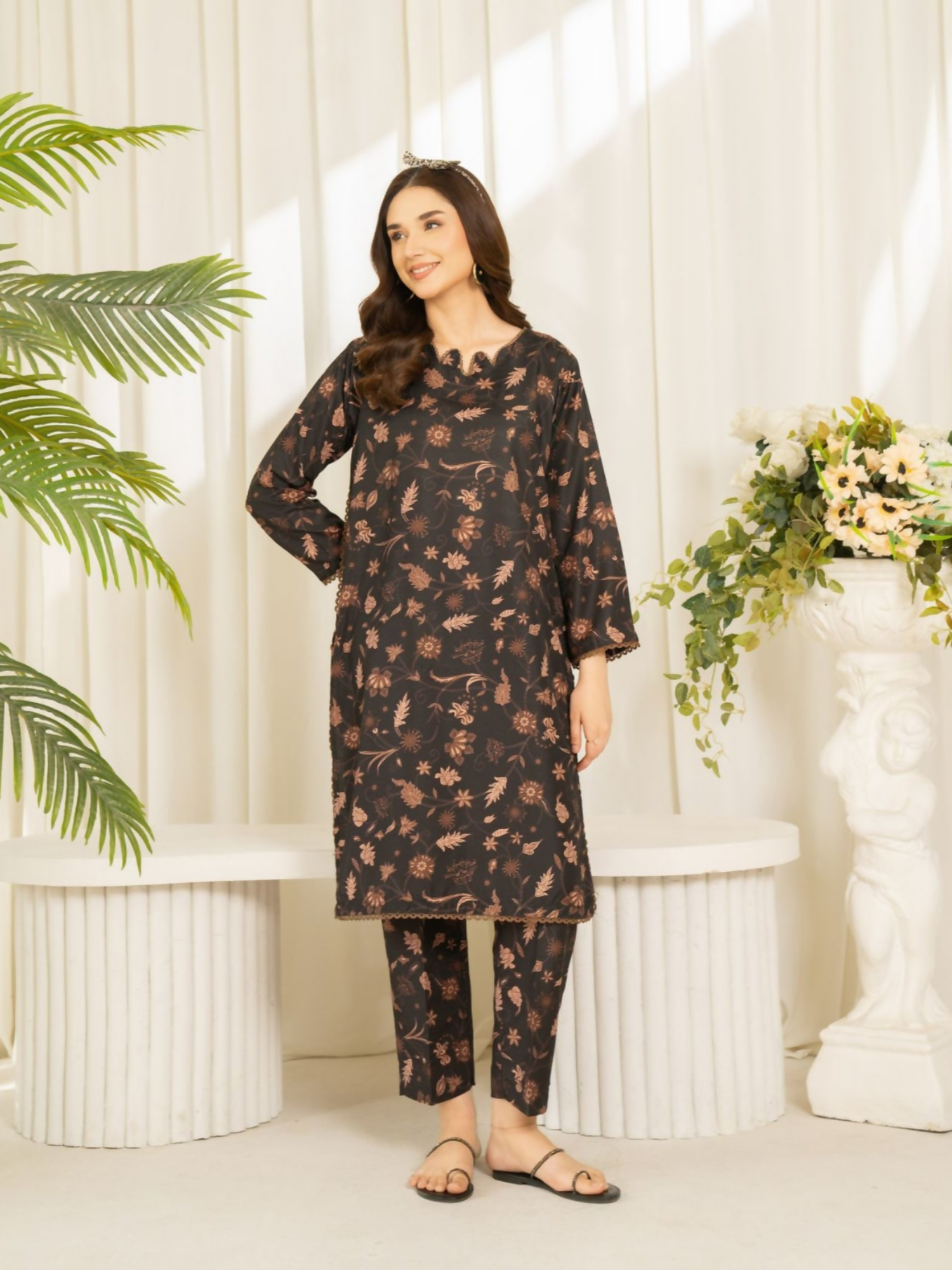 Panache Apparel Sunlit Essentials Cambric Printed Co-Ord Set-Bare