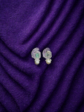 Glitter Jewellery Mint Green Crystal & Pearl Drop Earrings in Silver Finish