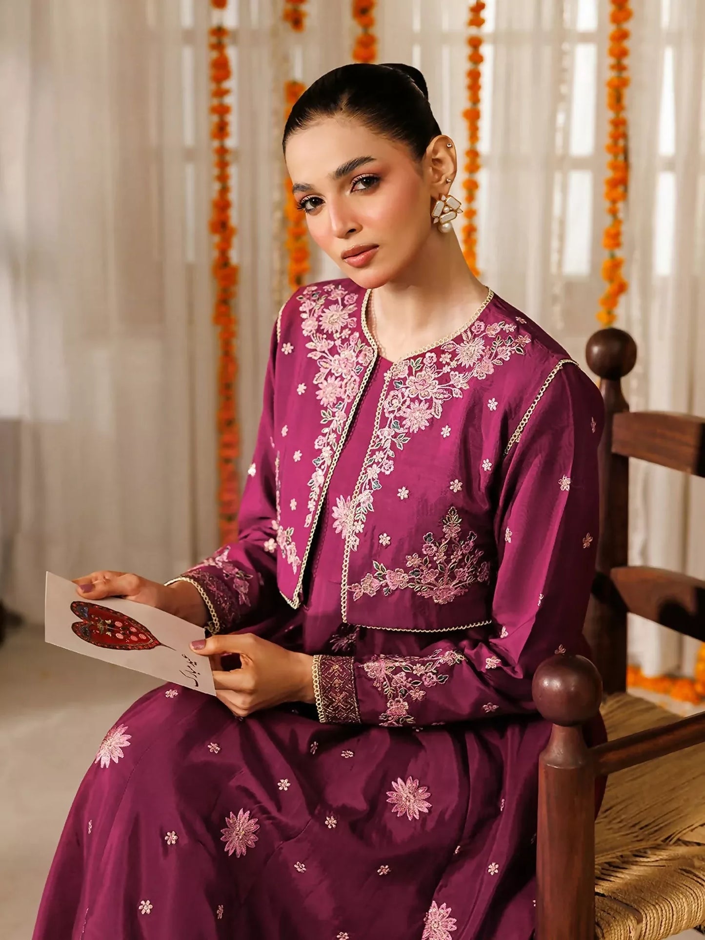 Panache Apparel Noore Eid Edit Raw Silk Embroidered Stitched Suit-Apsara