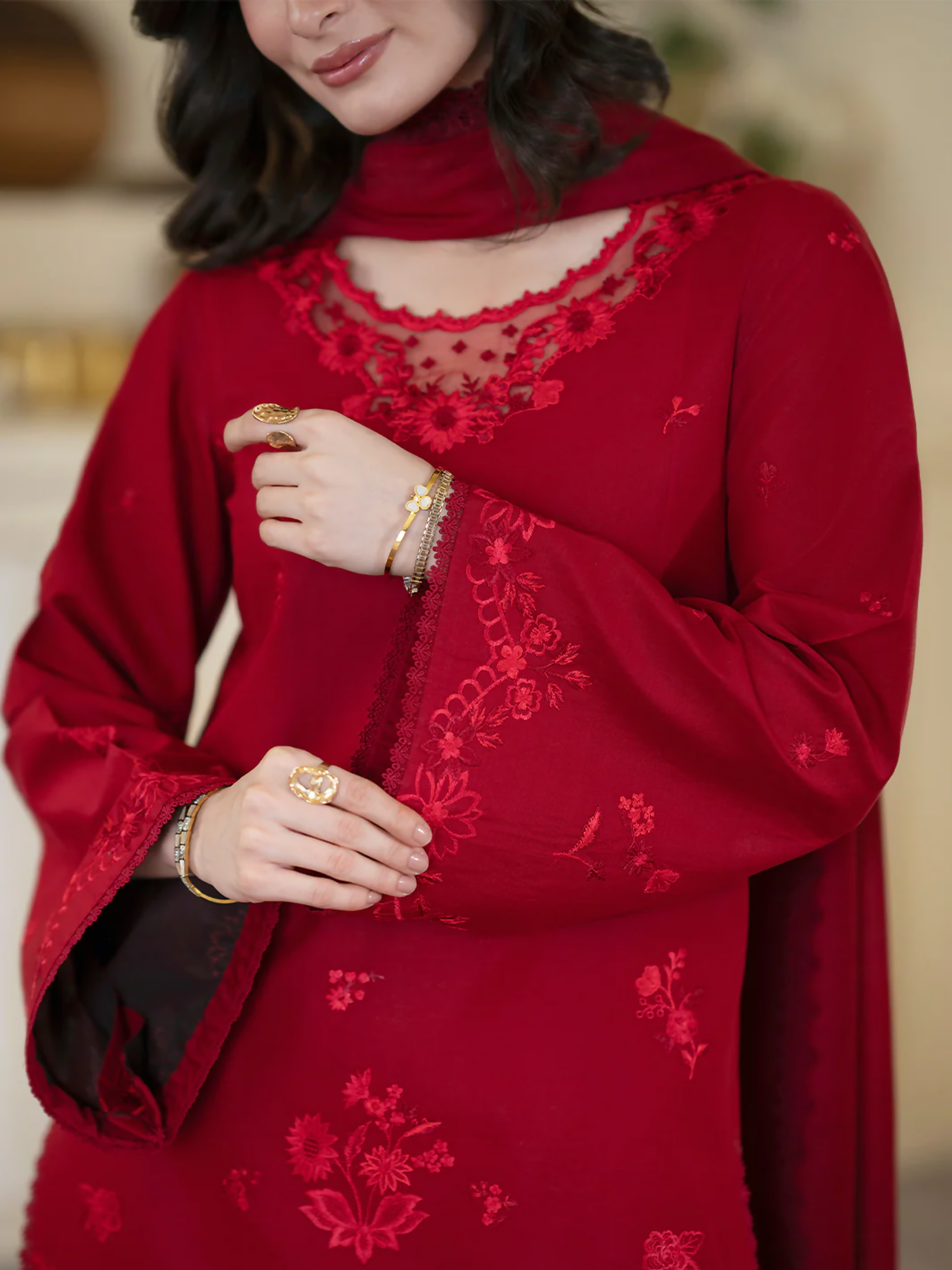 Mahnur Ember Lawn Embroidered Unstitched 3-Piece Suit-EM-012