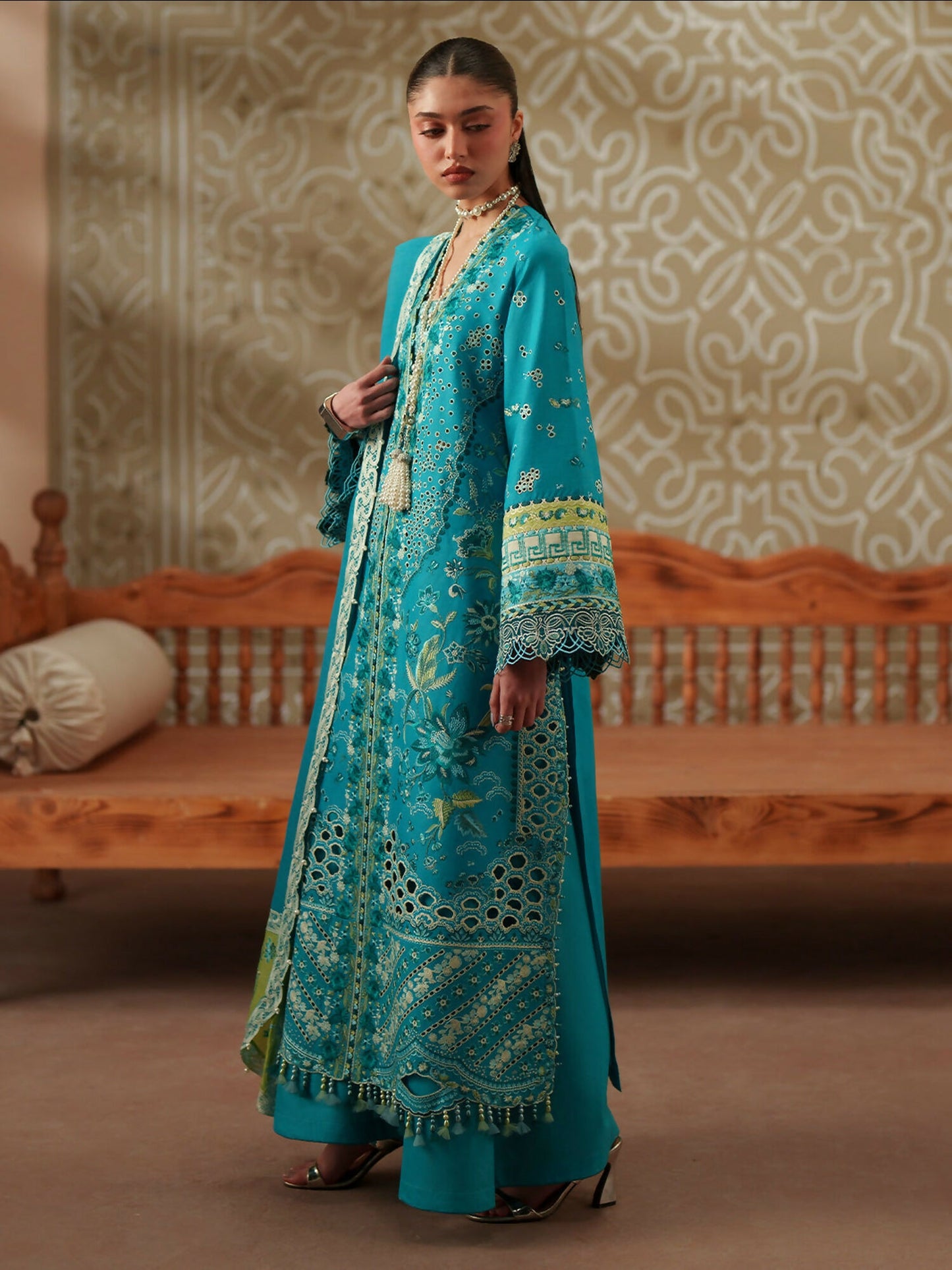 Binilyas Mashriq Luxury Lawn'26 Embroidered Unstitched 3-Piece Suit-D-116-B