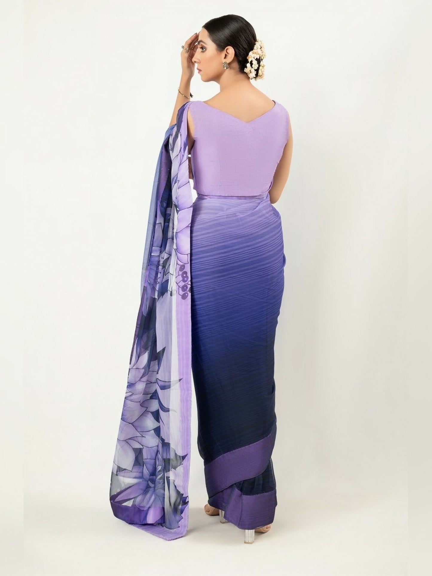 Imran Aftab Chiffon Printed Stitched Saree-IASC-17