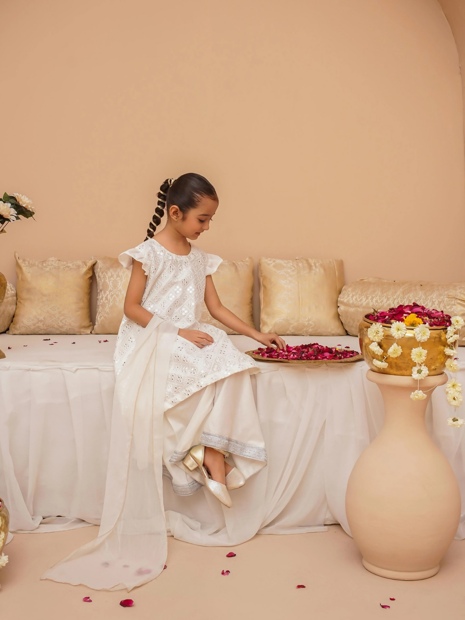 Kidoz Kloset Rang Rasiya Cotton Silk Embroidered Stitched 3-Piece Suit-Silver Whisper-Girl