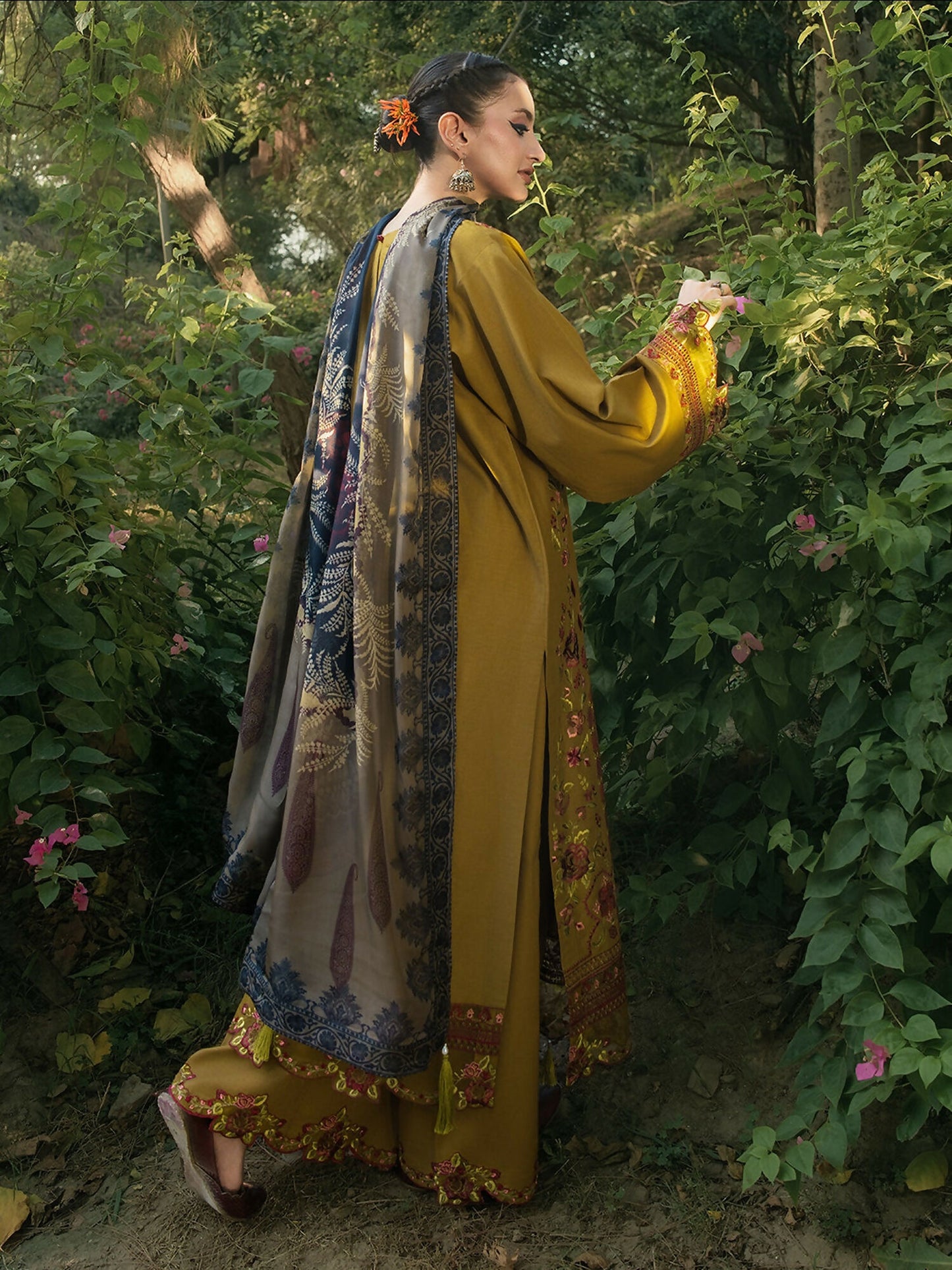Hemstitch Lawn Embroidered Stitched 3-Piece Suit-Sandalwood