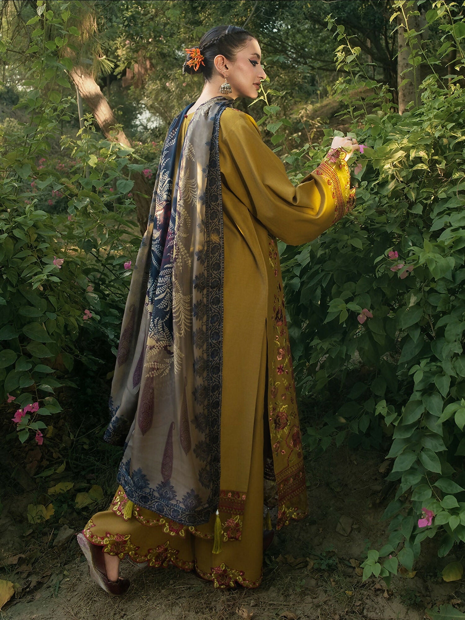 Hemstitch Lawn Embroidered Stitched 3-Piece Suit-Sandalwood
