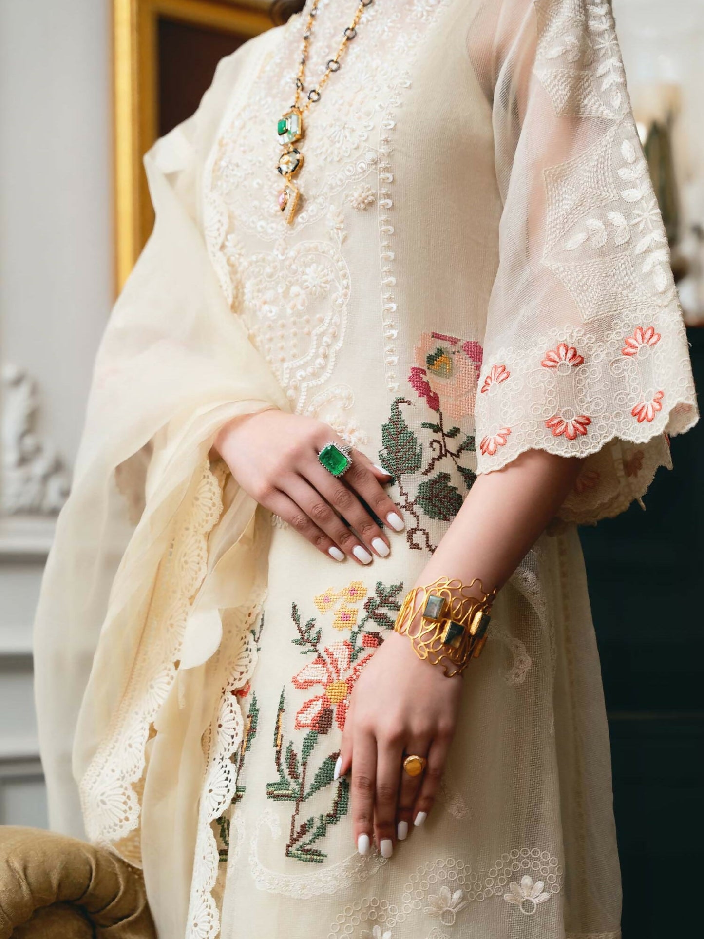 Shiza Hassan Aira Luxury Pret Cotton Net Embroidered Stitched 4-Piece Suit-Arila