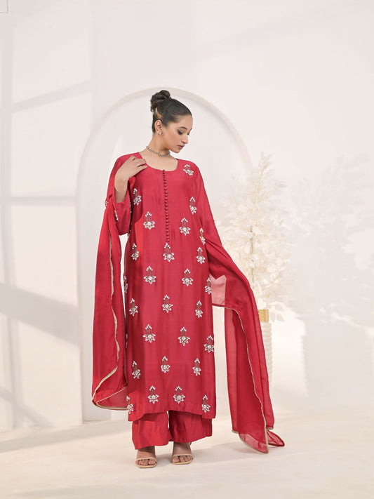 Ruby's Couture The Luxe Edit Sheesha Silk Embellished Stitched 3-Piece Suit-Gulnar